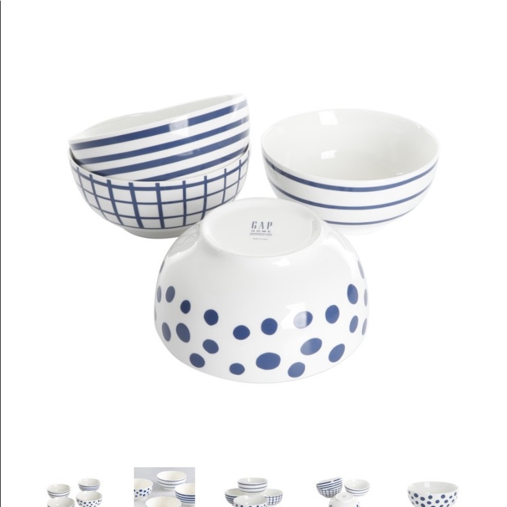 ❌Sold❌Gap Home 6” Blue & White Assorted Ceramic Bowls, Set of 4 - Picture 8 of 8